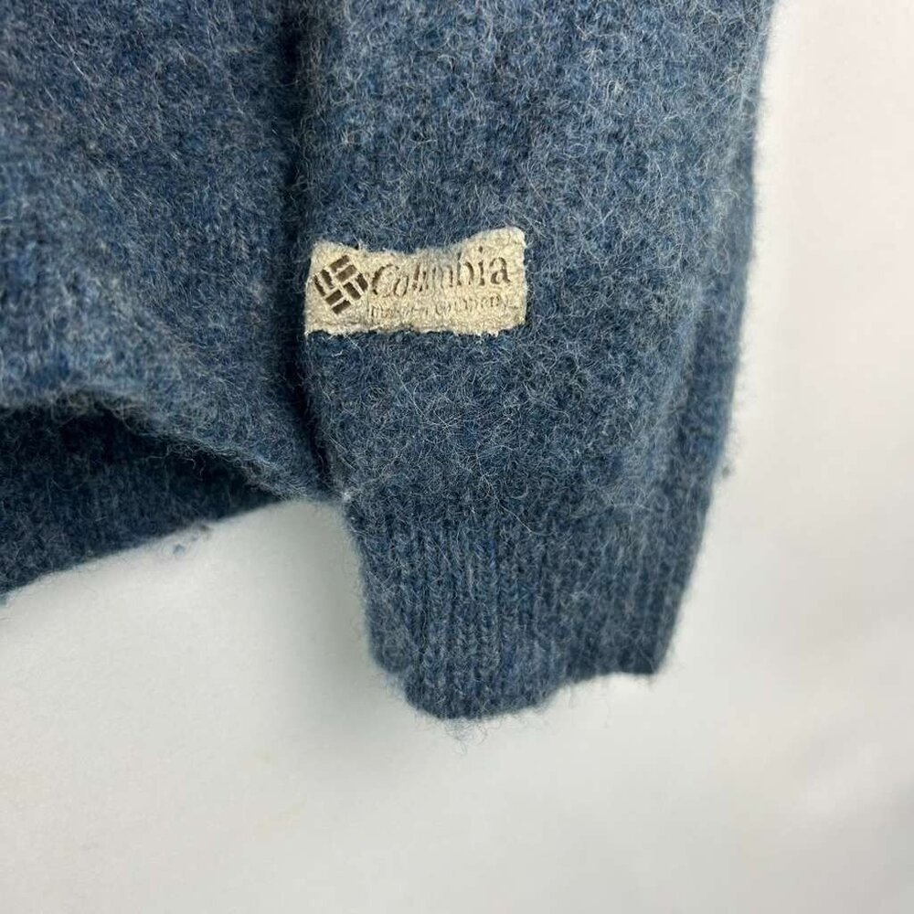 Vintage Columbia Women's M 100% Shetland Wool Crew Neck Blue Sweater Striped - Picture 8 of 9